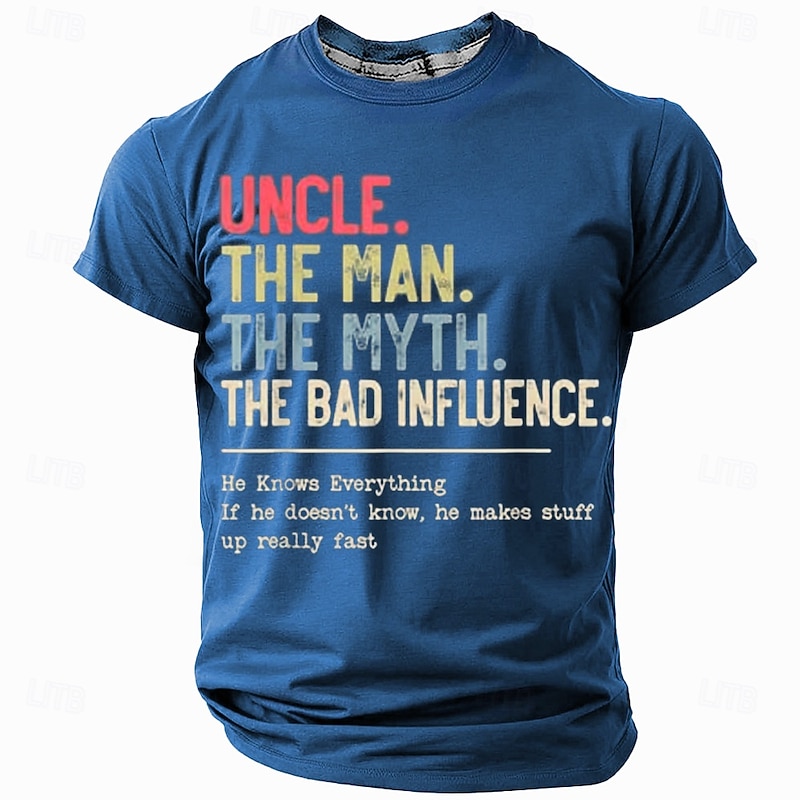 Men's Graphic Tee - Funny Uncle 'The Man, The Myth, The Bad Influence' Quote Shirt Gift - Main Image