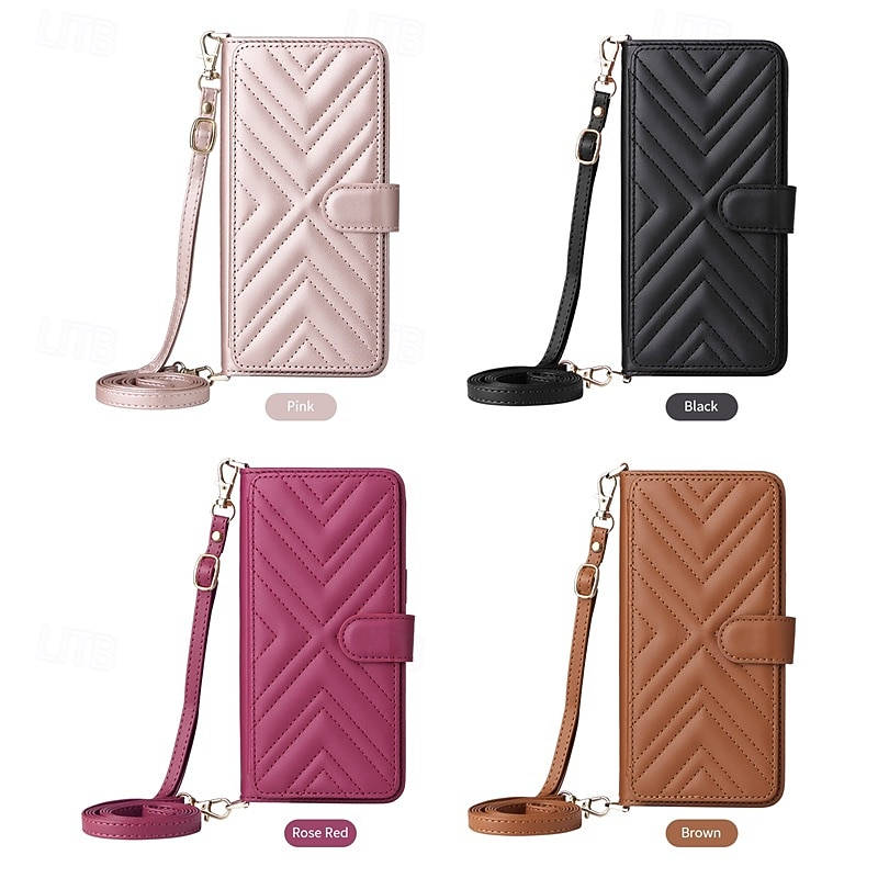 Phone Case For iPhone 16 15 14 Pro Max Plus 13 12 11 Pro Max Flip Cover with Stand Holder with Lanyard with Wrist Strap Retro TPU PU Leather2