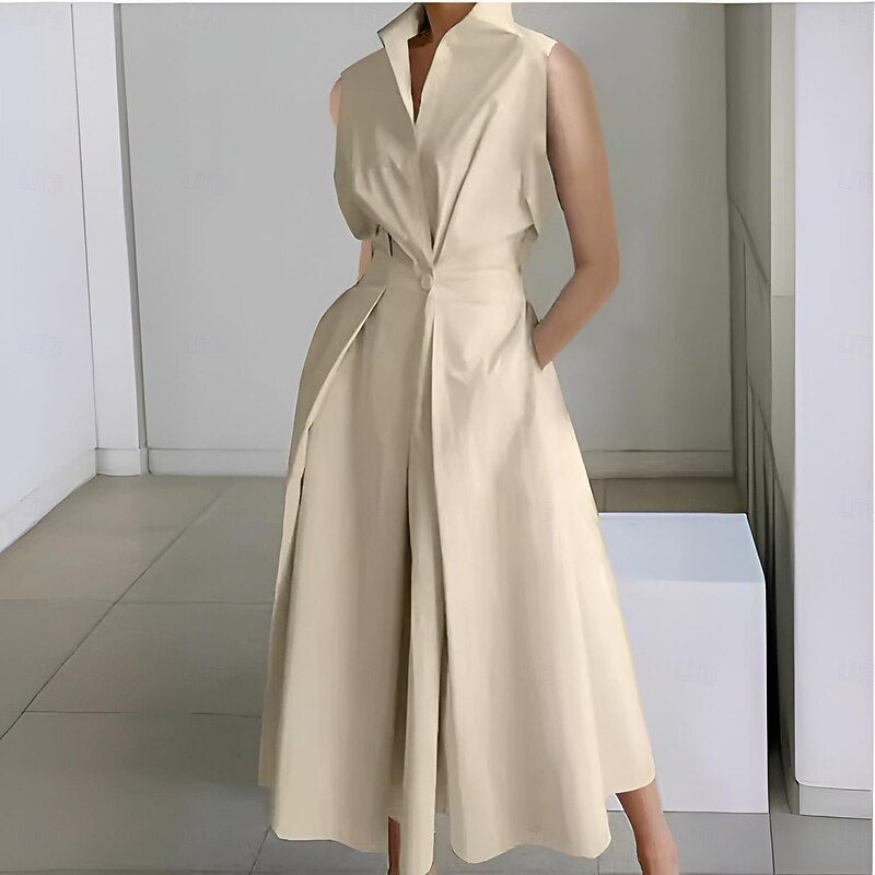 Women's Midi Dress White Dress Trumpet Mermaid Dress Print Dress Fashion Tea Party Going out Weekend Regular Fit Plain Flower Sleeveless V Neck White Cream Orange Beige Summer4