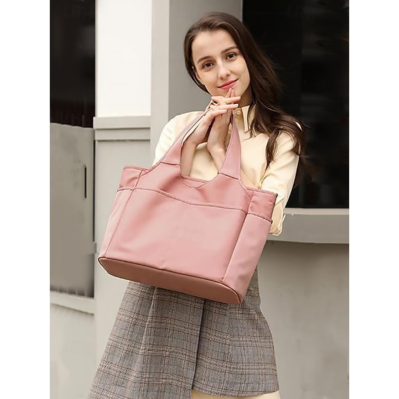 Large Waterproof Tote Bag with Multiple Pockets – Lightweight Nylon Shoulder Bag for Women, Versatile Handbag for Travel, Work, Shopping & Gym2