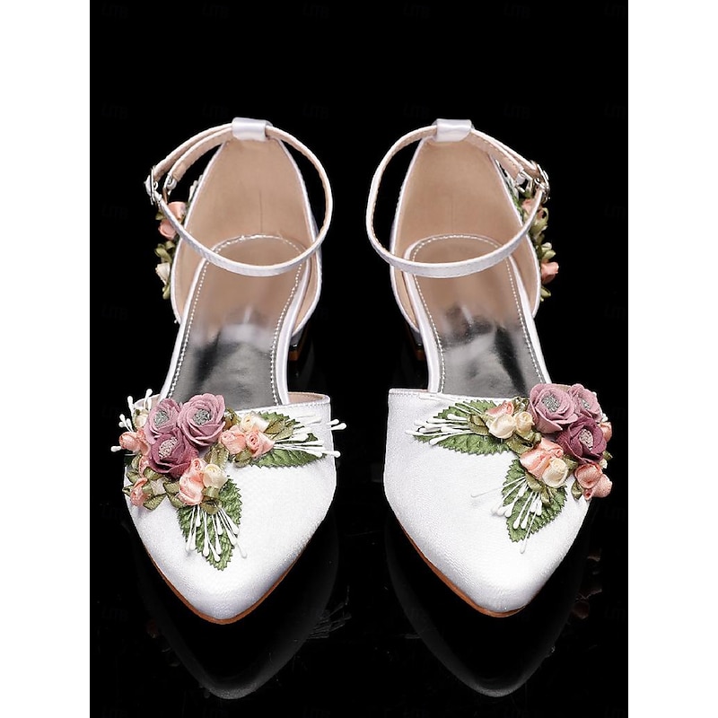 White Floral Embroidered Flat Shoes with Matching Clutch – Elegant Wedding & Bridal Shoes for Women4