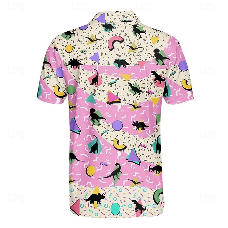 Kentucky Derby Men's Animal Geometric Pattern Polo Short Sleeve Polo Shirts Collared Shirts Business Casual School Outdoor Daily Wear 3D Print Summer Spring Fall Pink2