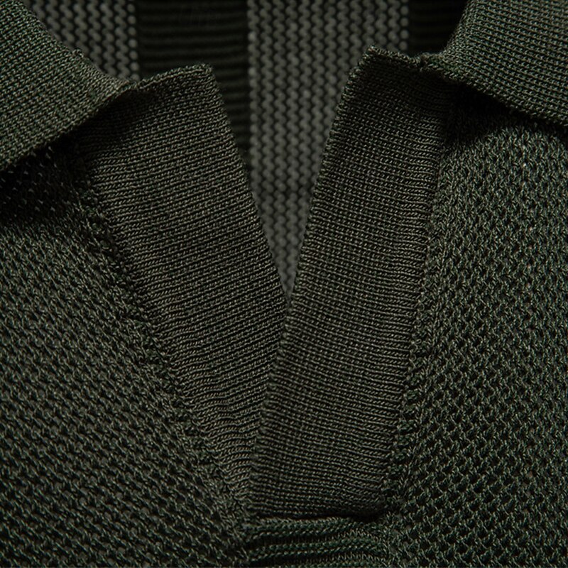 Men's Polo Knit Polo Sweater Formal Work Seagull collar Short Sleeve Solid Color Stripe-Trim Stripe Summer Spring Navy Blue Khaki Army Green Polo3