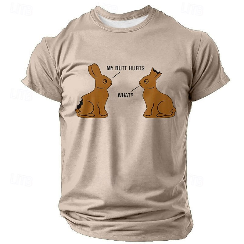 Easter Men's Rabbit Chocolate T Shirt Short Sleeve T shirt 3D Print Crew Neck Shirt Designer Casual Party Holiday Black Blue Green Summer Spring Clothing Apparel S M L XL XXL XXXL