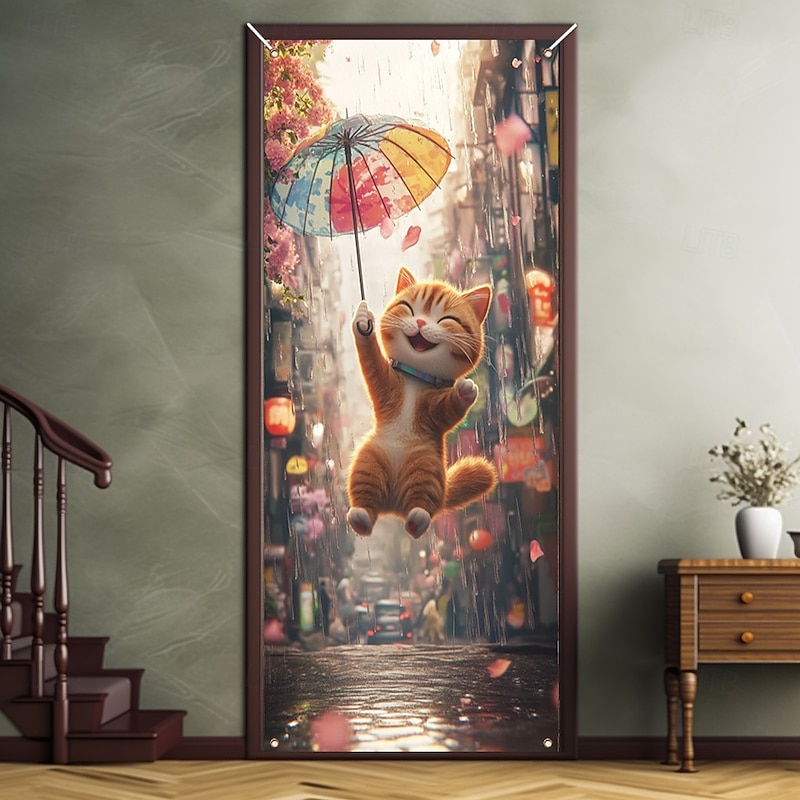 Funny Animal Dancing Door Decorations Door Covers Door Tapestry Door Curtain Decoration Backdrop Indoor/Outdoor Door Banner for Front Door Farmhouse2