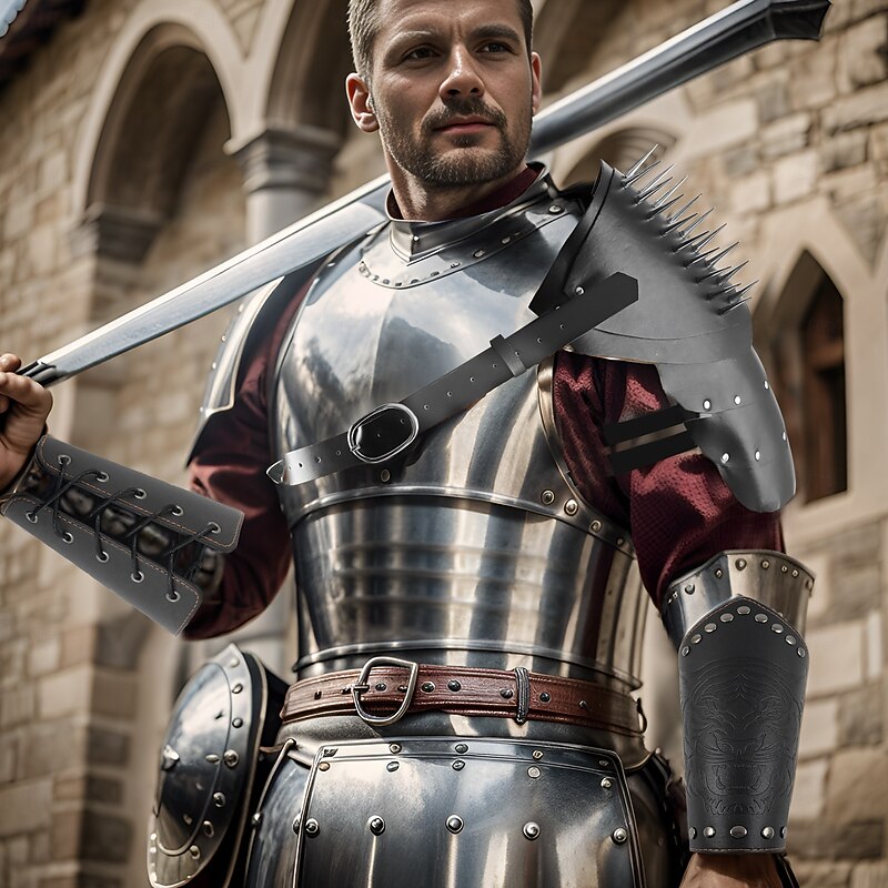 Retro Vintage Medieval Renaissance Wristband Accessories Set Shoulder Armor Warrior Gladiator Viking Fancy Dress Men's Women's Viking Masquerade Dailywear Adults' More Accessories Shoulder Armor3