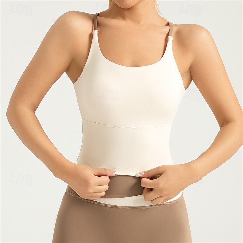 Women's Light Support Sports Bra Running Bra Open Back Cross Back Bra Top Padded Fitness Leisure Sports Running Breathable Lightweight Soft Spandex Black White Pink Solid Colored3