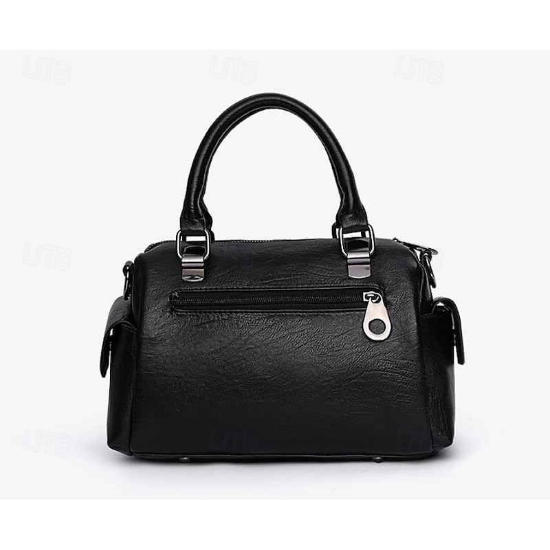 Women's Blue Faux Leather Handbag – Stylish Large Capacity Shoulder Bag with Pockets for Work & Travel4