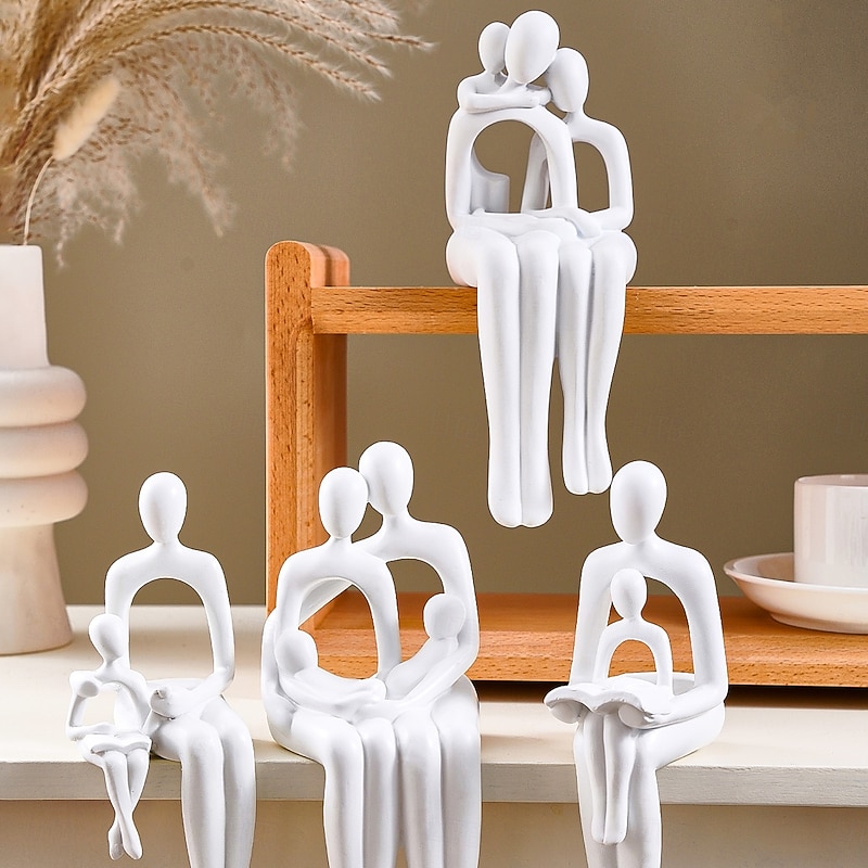 Abstract Parent-Child Reading Figurine, Minimalist Resin Tabletop Decor, Family Bonding Statue for Home, Dining Room, Party, and Gathering Decoration