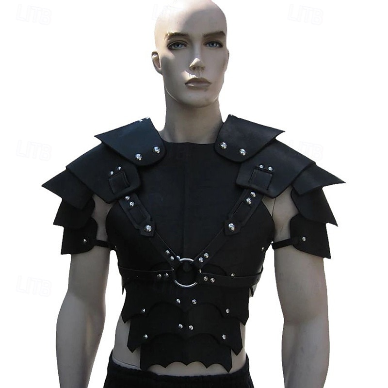Retro Vintage Medieval Renaissance Armor Shoulder Armor Chest Guard Warrior Gladiator Viking Fancy Dress Men's Women's Viking Halloween Masquerade Performance Party LARP Adults' Shoulder Armor2