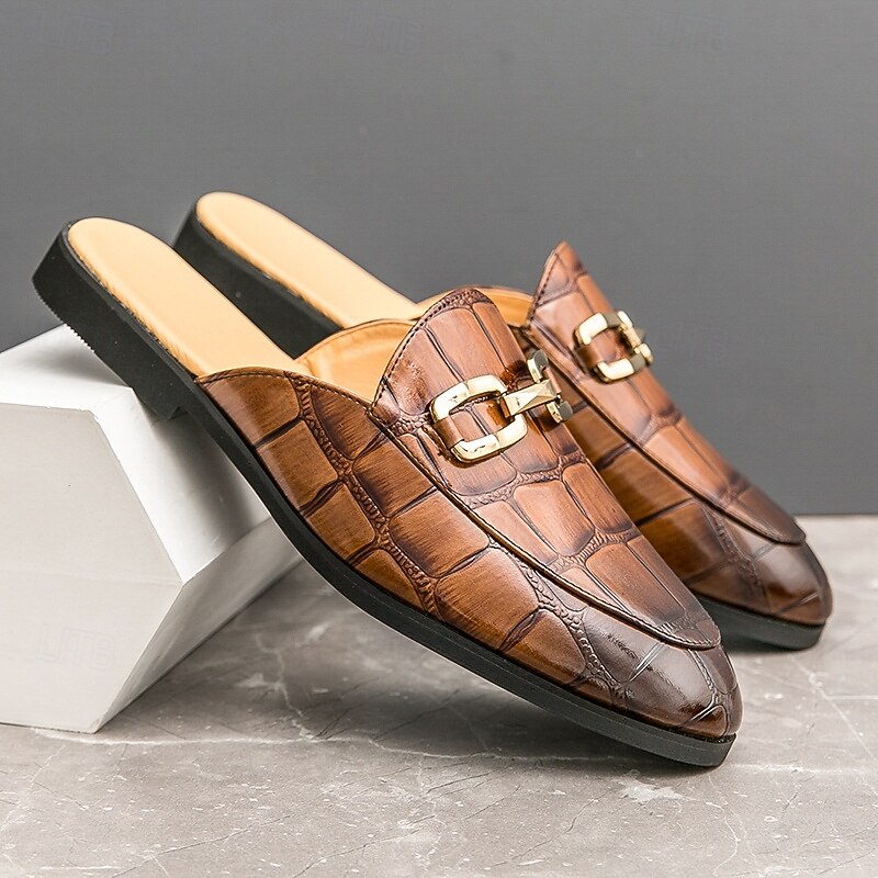 Patent Leather Moccasins for Men - Sophisticated Slip-On with Metal Buckle for Business and Casual Wear2