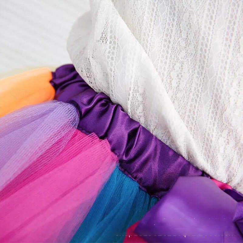 Kids Girls' Skirt Color Block Cute Mesh Outdoor 4 years+ Summer Pink Sky Blue Light Purple4