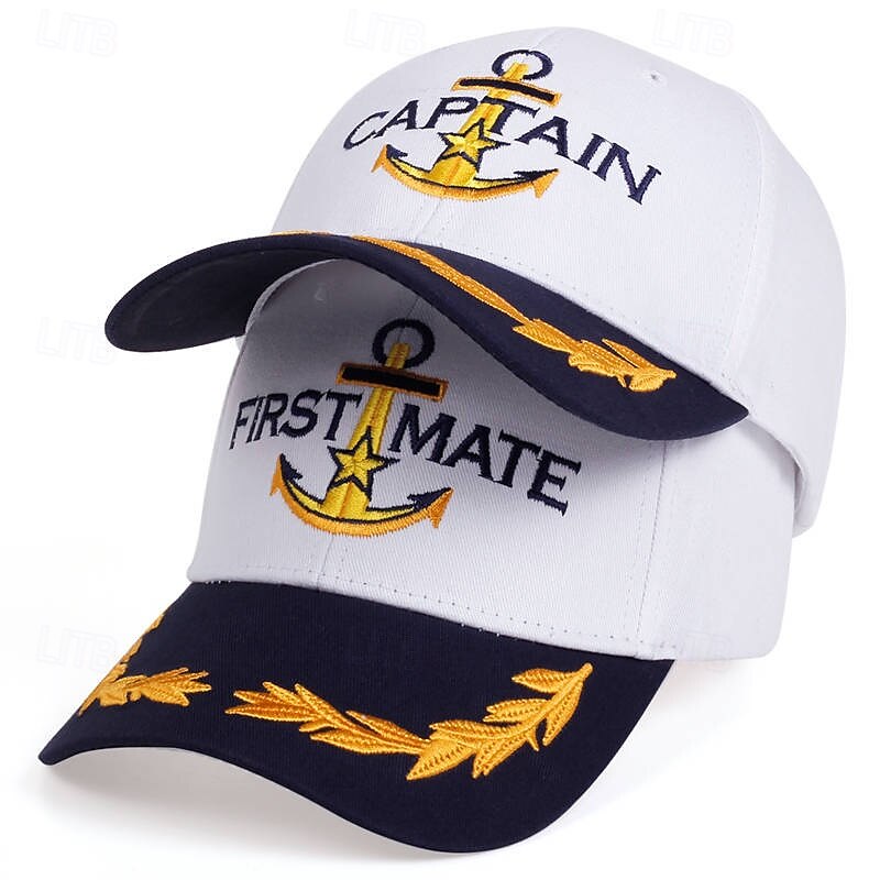 Men's Baseball Cap Sun Hat Trucker Hat White Black White Cotton / Polyester Blend Embroidered Fashion Casual Daily Letter Anchor Adjustable Sunscreen