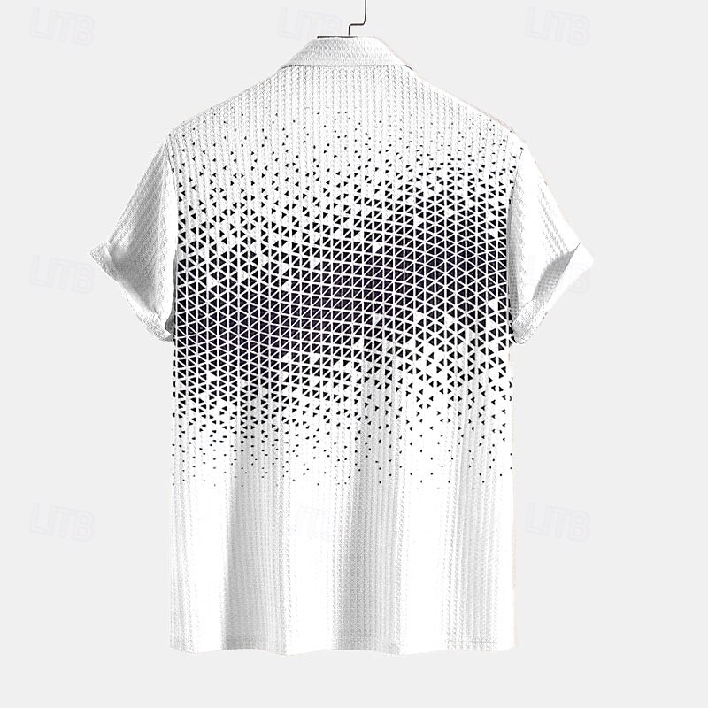 Men's Geometric Pattern Waffle Polo Shirts Short Sleeve Polo Shirts Collared Shirts Business Casual Business Athleisure Wear to work Buttons 3D Print Summer White2