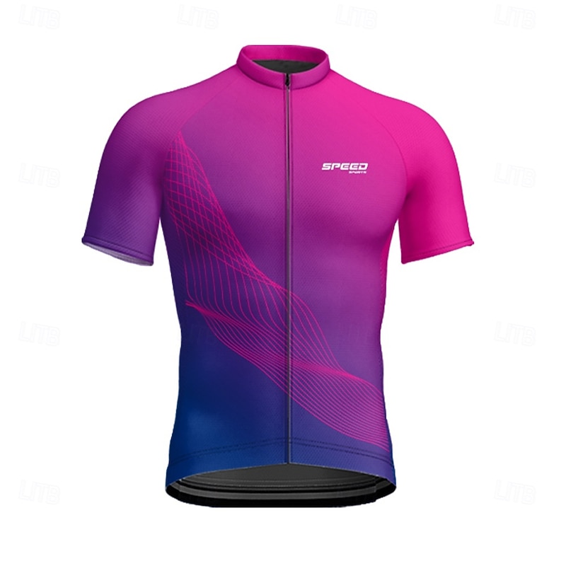 Men's Cycling Jersey Geometric Short Sleeve Bike Tee Tshirt Jersey with 3 Rear Pockets Mountain Bike MTB Quick Dry Anatomic Design Wicking Breathable Sports Burgundy Navy Blue Purple Clothing Apparel
