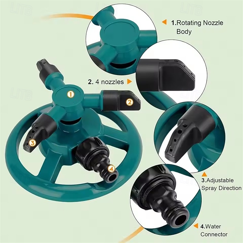 Sprinkler Nozzle 360 Degree Automatic Rotating Water Spray Garden Lawn Automatic Sprinkler Garden Watering Irrigation Supplies3
