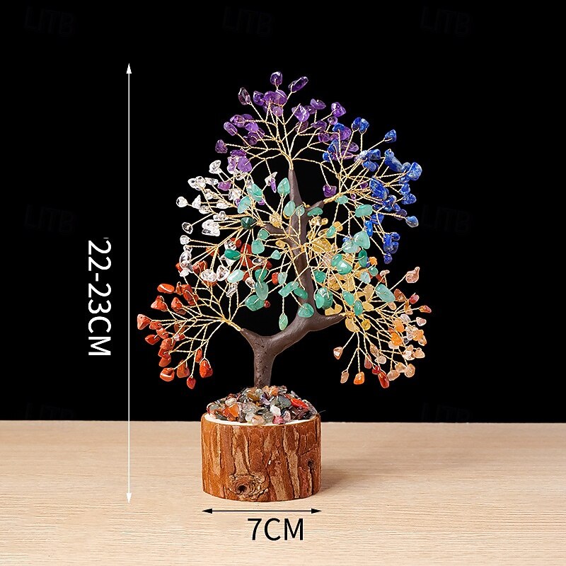 Crystal Tree of Life 7 Chakra Healing Crystal Trees for Home Decor Office Desk Decor Living Room Decor Handmade Bonsai Trees for Positive Energy Money Good Luck Birthday Gifts for Women Mom2
