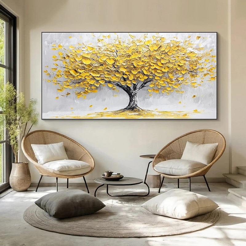 3D Forest Painting hand  painted canvas wall art tree canvas abstract oil painting hand painted Narrow wall decor handmade oversize Large Abstract gold tree oil paintings Wall Decor