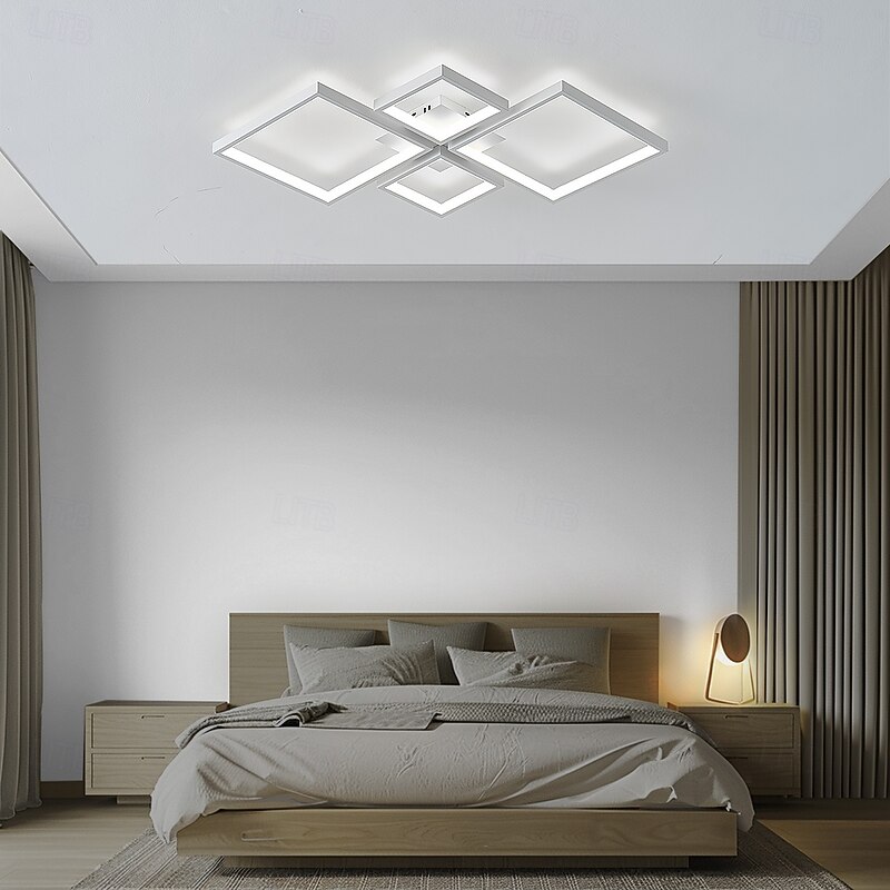 4-Light 73*45/95*68 cm Dimmable Cluster Design Geometric Shapes Ceiling Lights Metal Aluminum Silica gel Geometrical Minimalist Painted Finishes Black Modern 110-120V 220-240V3
