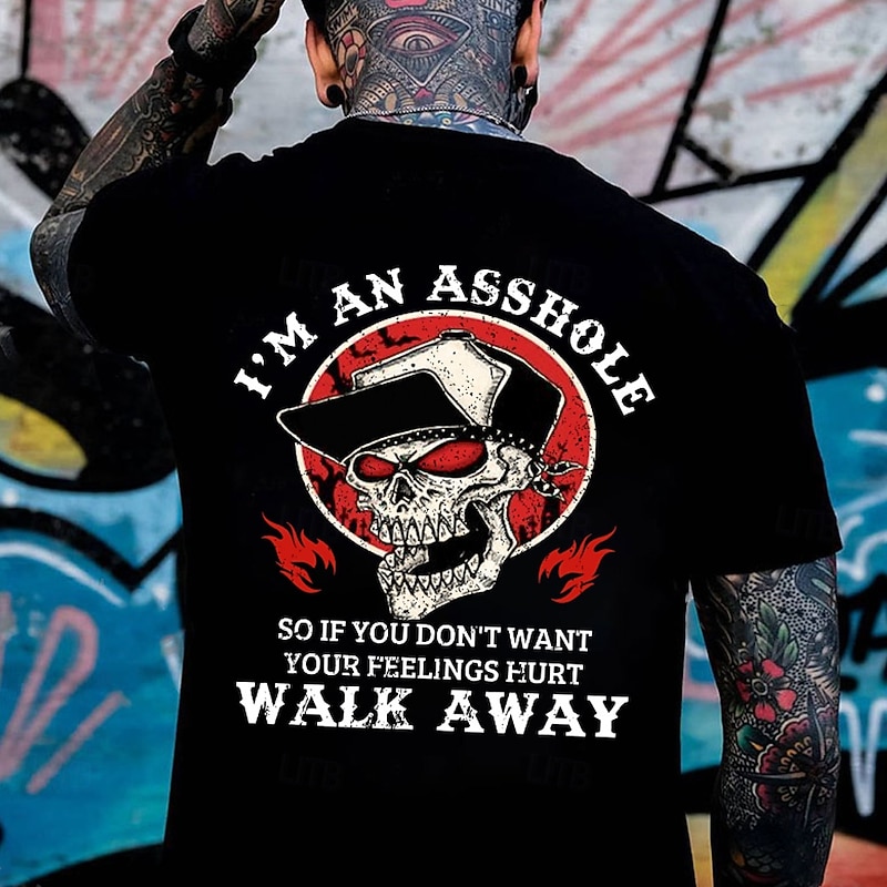 Men's Skull Funny T Shirt 100% Cotton Short Sleeve Graphic Shirt Black White Comfortable Tee Vacation Street Fashion Designer Clothing