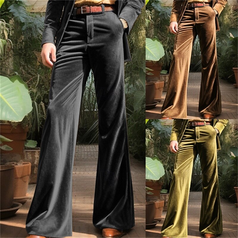 Retro Vintage 1970s Trousers Bell Bottom Pants Flared Trousers Hippie Disco Fancy Dress Men's Halloween Carnival Performance Party Dailywear Adults' Pants