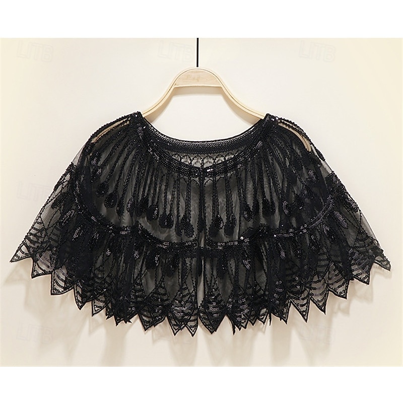 Retro Vintage Medieval Renaissance Scarf Wrap Shawls The Great Gatsby Flapper Girl Sequins Fancy Dress Women's Carnival Wedding Evening Party Masquerade Adults' Shawl4