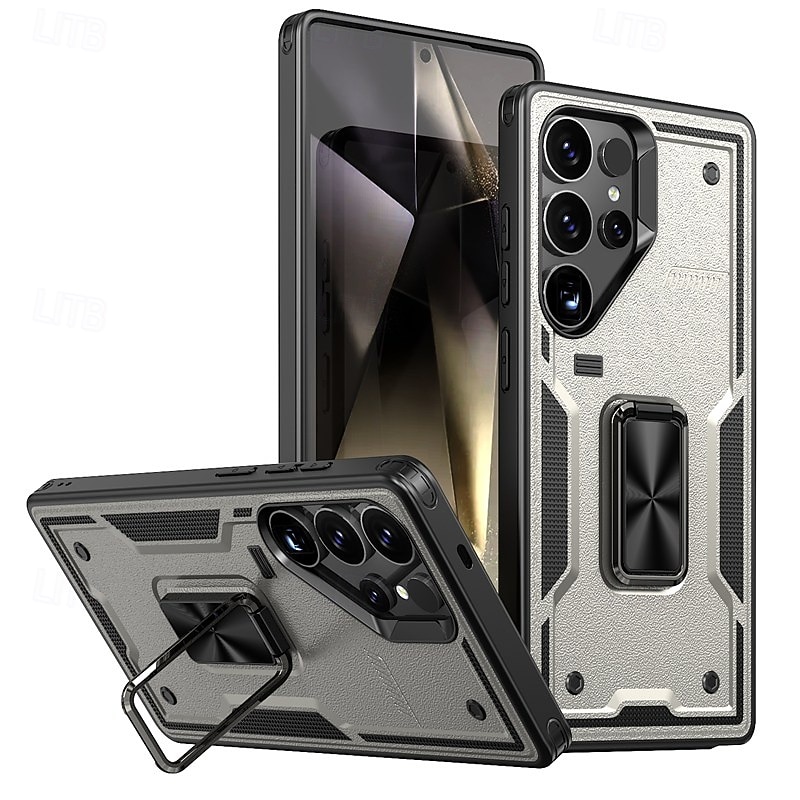 Phone Case For Samsung Galaxy S25 S24 S24 FE S23 Ultra Plus S22 A55 5G A35 5G A25 A15 Back Cover Ring Holder Magnetic Shockproof Retro TPU PC