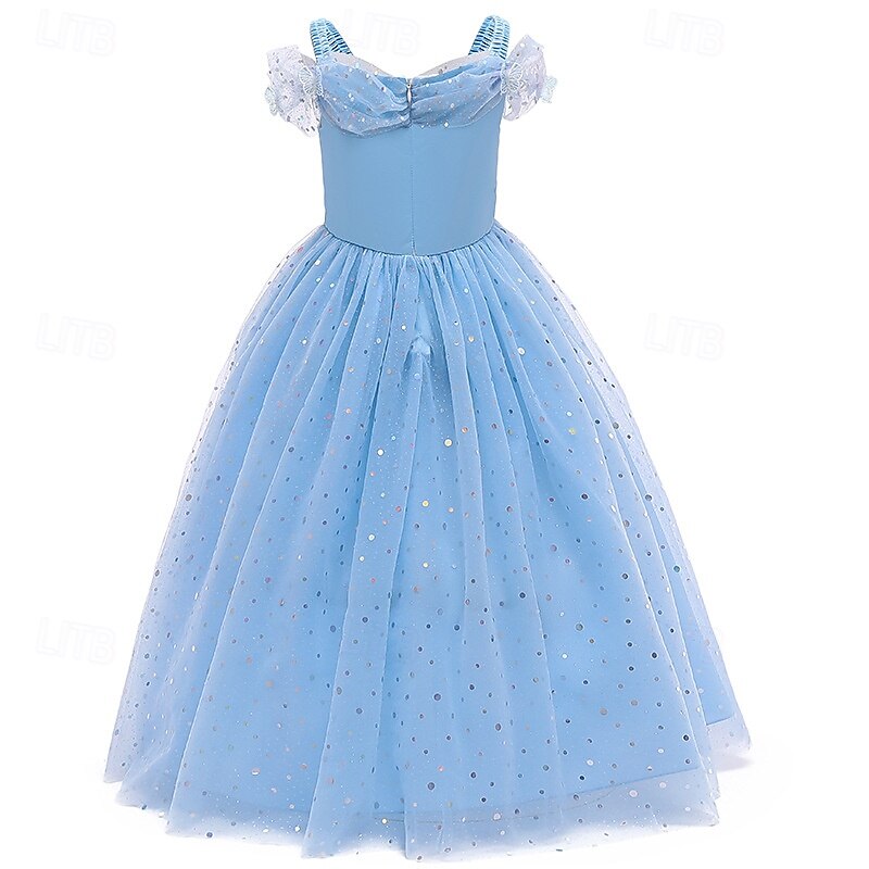 Kids Girls' Dress Cosplay Dress Princess Dress Solid Color Sleeveless Performance Party Cosplay Costumes Mesh Patchwork Costume Sweet Polyester Lace Midi Party Dress Tulle Dress Summer Spring 4 years+4