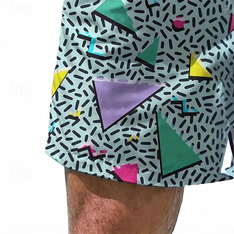 Men's Swim Trunks Swim Shorts Board Shorts Bottoms Drawstring with Pockets Swimming Surfing Beach Water Sports Printed Summer Spring4