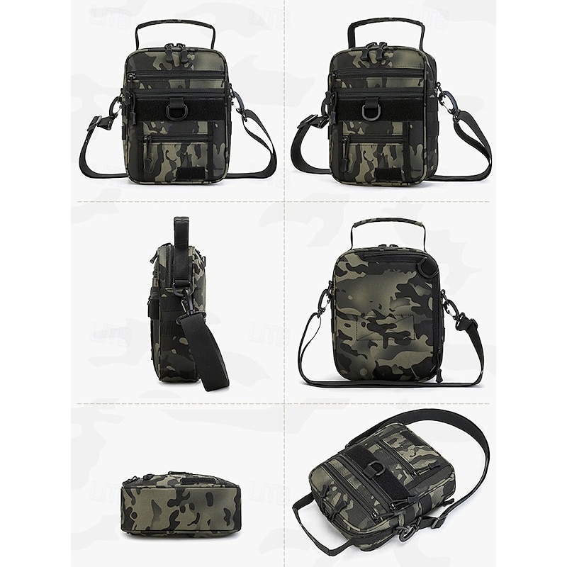 Men's Multifunctional Digital Camouflage Shoulder Bag with Multiple Pockets - Tactical Style for Outdoor Enthusiasts Hiking, Traveling and Daily Use White Black Green4