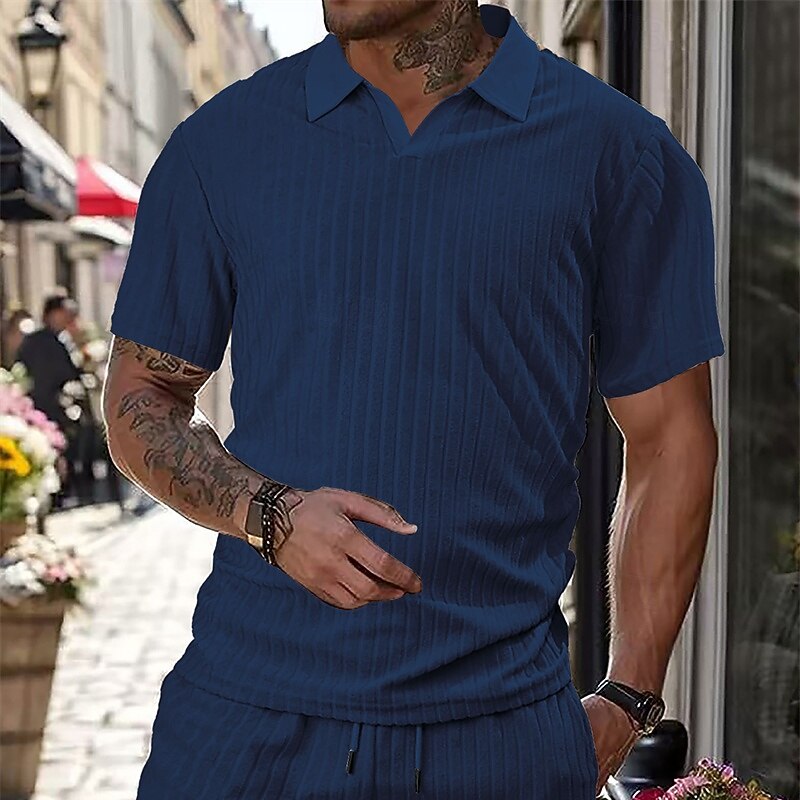 Men's Golf Shirt Golf Polos Shirts Work Casual Lapel Short Sleeve Basic Modern Plain Jacquard Summer Spring Regular Fit Black White Wine Navy Blue Khaki Light Blue Golf Shirt2