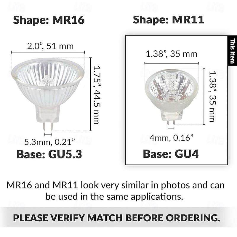 MR11 20W 12V Light Bulbs GU4 Bi Pin Base Spotlight Bulb Dimmable Warm White MR11 Bulbs for Landscape Track Lights Fiber Optics Desk Lamps 10pcs3