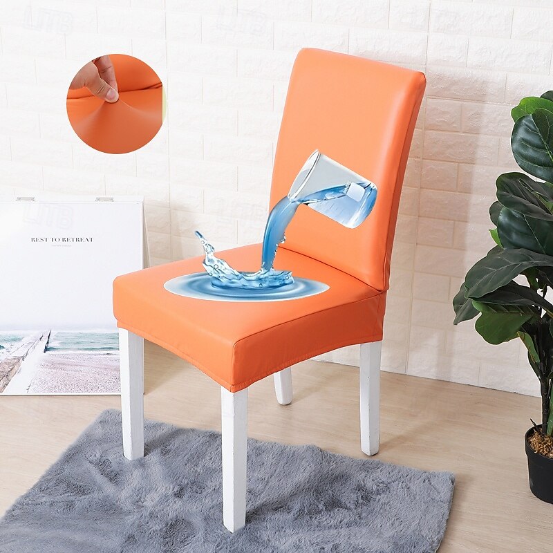 Thickened PU Waterproof and Anti-fouling Dining Chair Cover Leather All-inclusive Home Restaurant Chair Covers Technology Cloth2