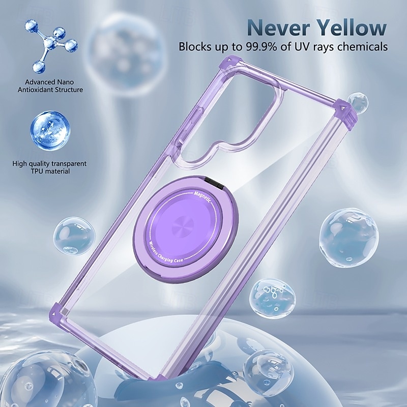 Phone Case For Samsung Galaxy S24 S24 FE S23 Ultra Plus S22 Plus  Ultra Back Cover with Stand Holder Magnetic Shockproof Retro PC