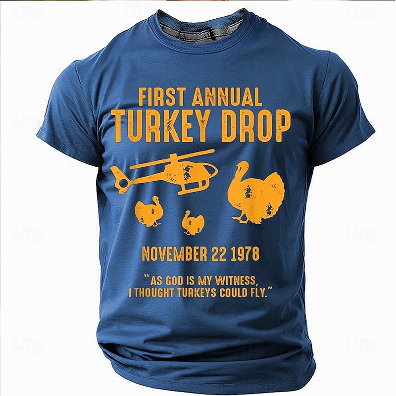 Men's Graphic T-Shirt: Funny WKRP Turkey Drop 1978 "As God Is My Witness" Short Sleeve4