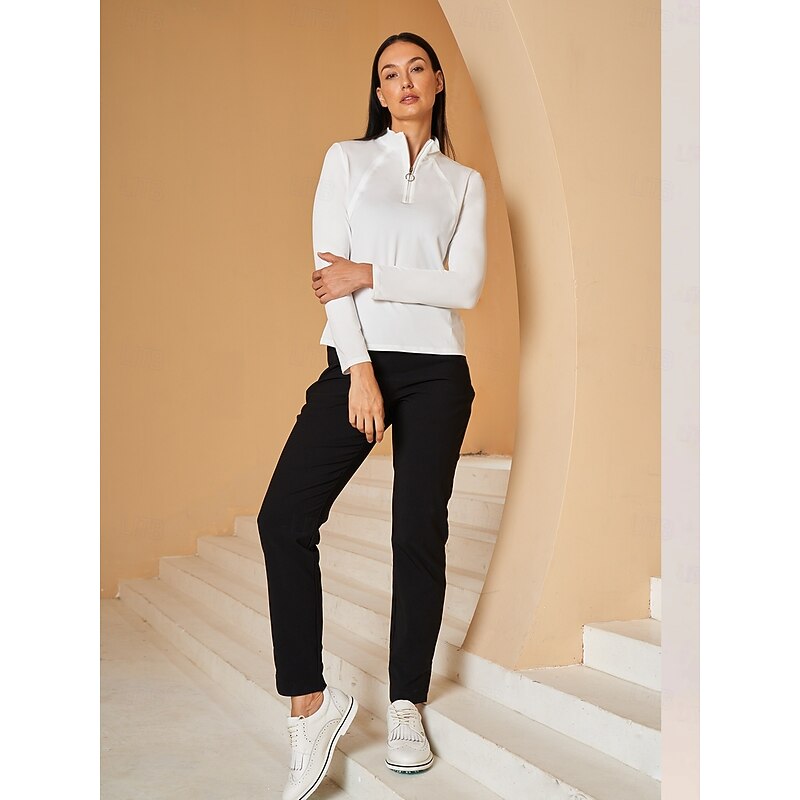 Women's Golf Polo Shirt Light Yellow Lake blue Black Long Sleeve Top Ladies Golf Attire Clothes Outfits Wear Apparel4