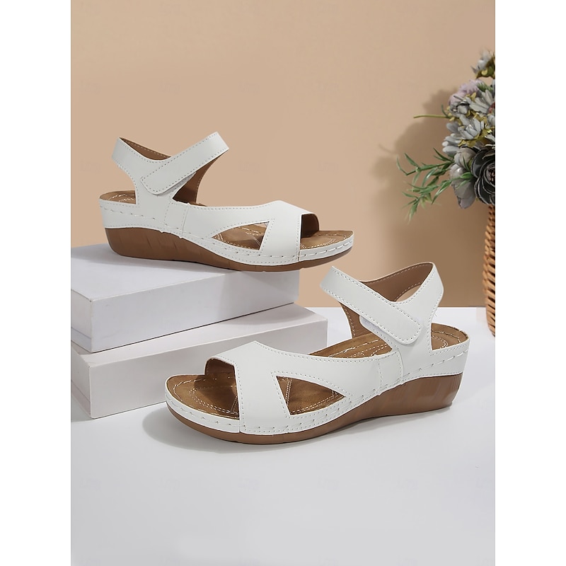 Open-Toe Hook-and-Loop Sandals for Women - Casual Summer Comfort Wedge Sandals for Walking & Travel4