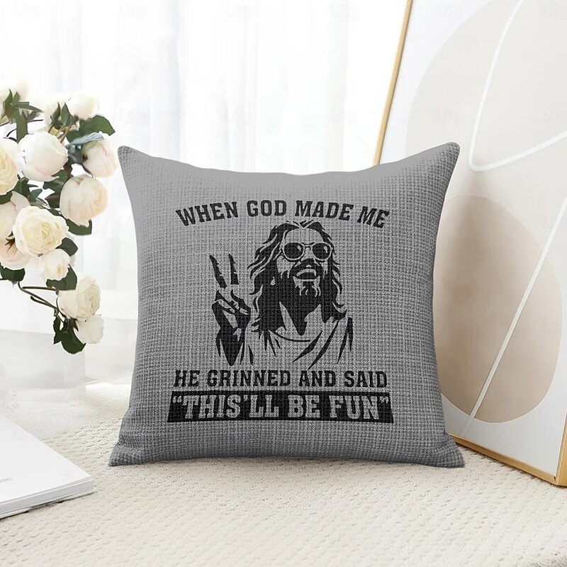 Easter Jesus Decorative Toss Pillows Cover 1PC Soft Square Couch Cushion Case Pillowcase for Bedroom Livingroom Sofa Chair Red Green Gray