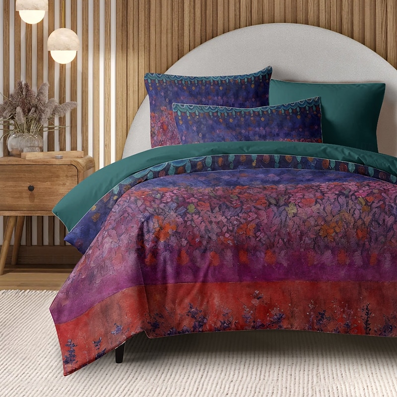 Ethnic Duvet Cover Set 100% Cotton Soft and Breathable Bedding Featuring Flowers Lightweight and Durable Quilt Cover Comfortable for All Seasons Easy to Care