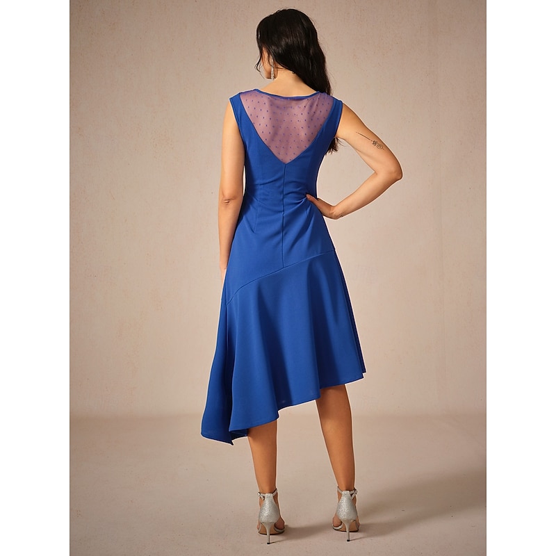 Women's Midi Dress Knit Dress Elegant Stylish Party Date Regular Fit Solid Color Sleeveless Crew Neck Royal Blue Summer3