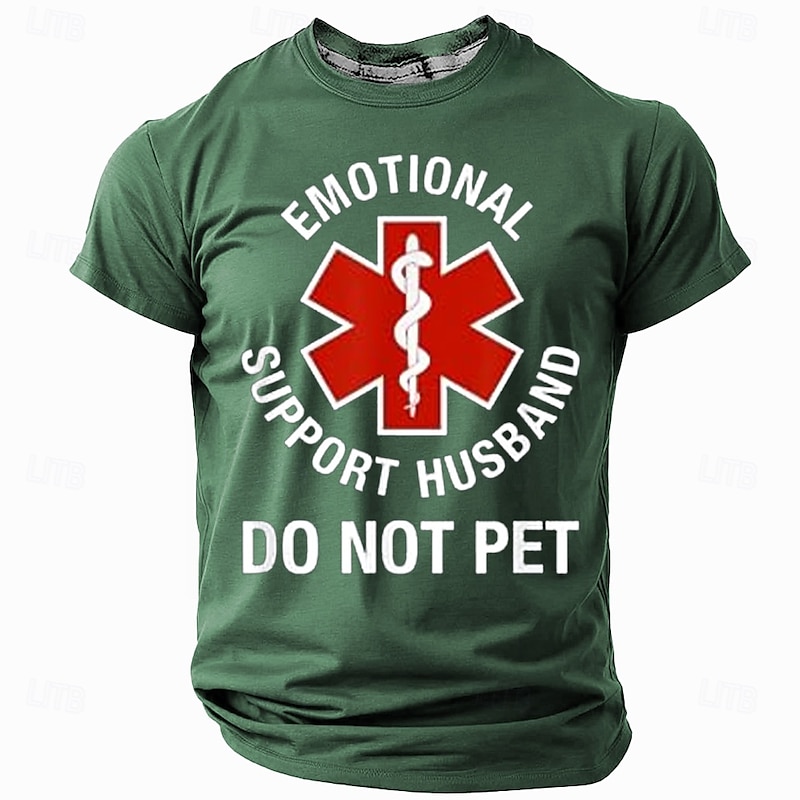 Men's Emotional Support Husband Do Not Pet T Shirt Short Sleeve T shirt 3D Print Crew Neck Shirt Fashion Daily Street Daily Black Red Blue Summer Spring Clothing Apparel3