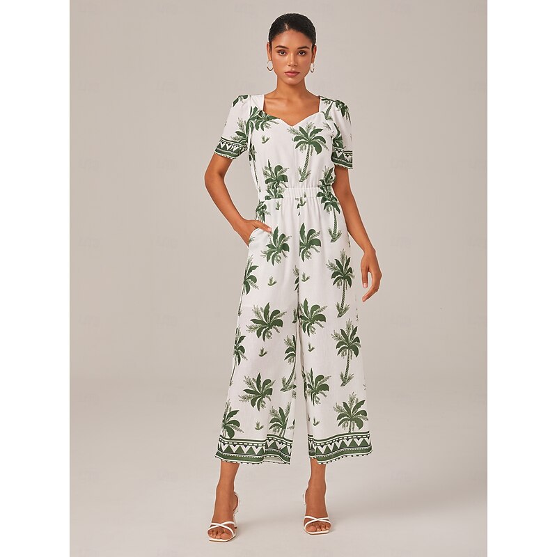Holiday Print Waist Faux Linen Jumpsuit4