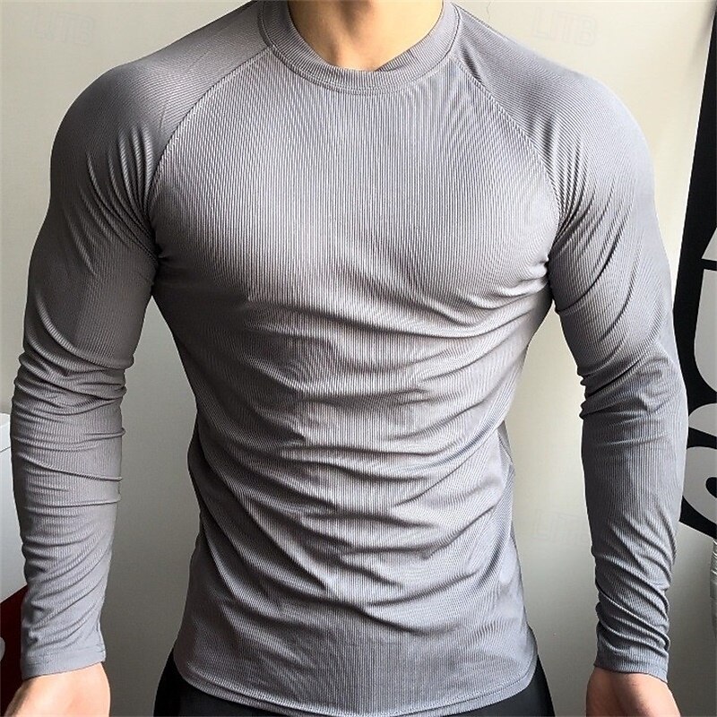Men's T Shirt Tee Tee Top Long Sleeve Shirt Long Sleeve Crew Neck Spring &  Fall Plain Fashion Designer Basic Patchwork Vacation Street Going out Black White Cyan Top Tee for Men4