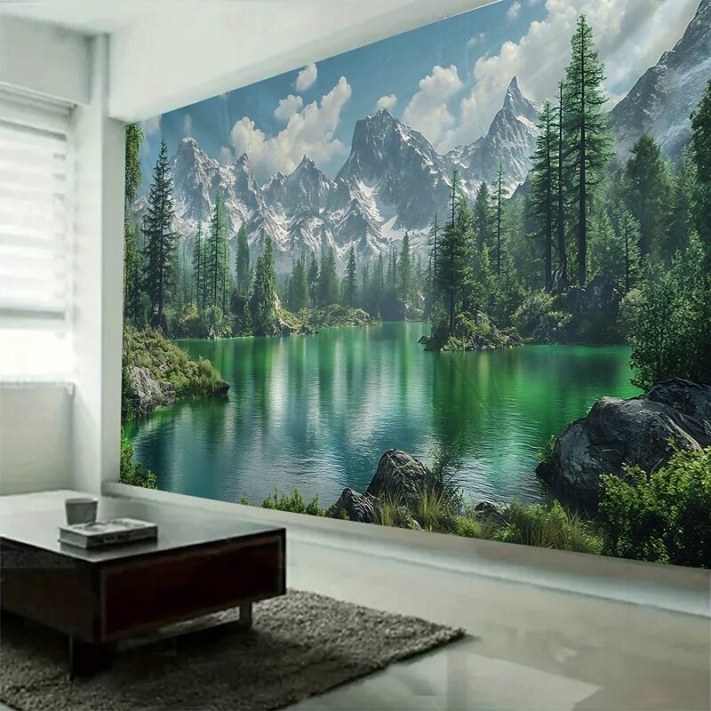 Lake landscape Hanging Tapestry Wall Art Large Tapestry Mural Decor Photograph Backdrop Blanket Curtain Home Bedroom Living Room Decoration3