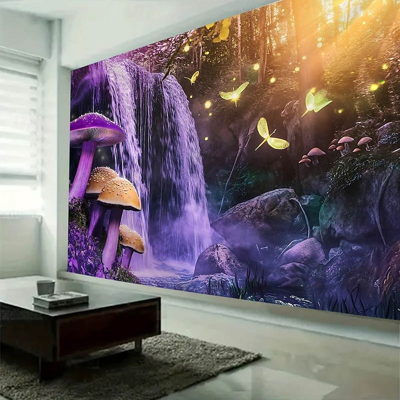 Forest Mushroom Landscape  Hanging Tapestry Wall Art Large Tapestry Mural Decor Photograph Backdrop Blanket Curtain Home Bedroom Living Room Decoration3