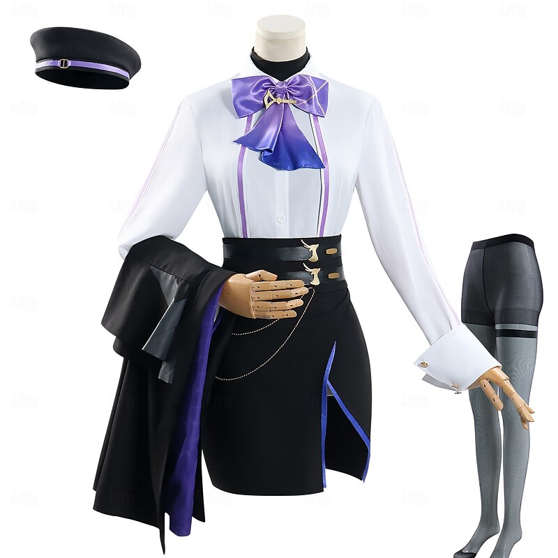 Genshin Impact Clorinde Anime Cosplay Costume Shoes Cosplay Wigs Cosplay Suits Cosplay Wigs Cosplay Shoes Halloween Masquerade Performance Party Coat Shirt Skirt For Women's Adults'4