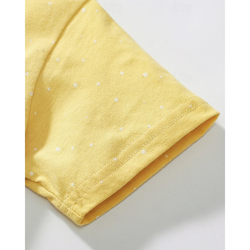 Kids Girls' Dress Rabbit Short Sleeve Outdoor Casual Fashion Adorable 100% Cotton Knee-length Casual Dress A Line Dress Summer 4 years+ Yellow4