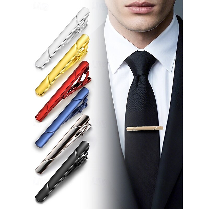 Men's Classic Metal Tie Clip - 7 Colors Available, Simple Polished Design, Formal Business Wedding Accessories for Men