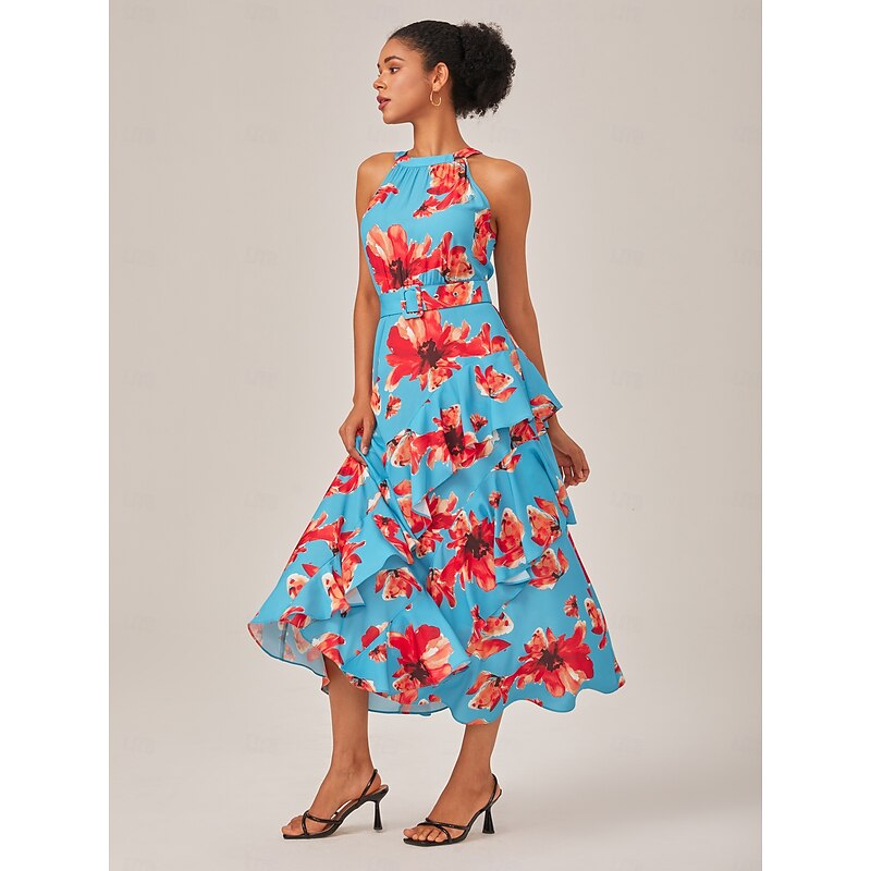 Floral Ruffle Chiffon Maxi Dress2
