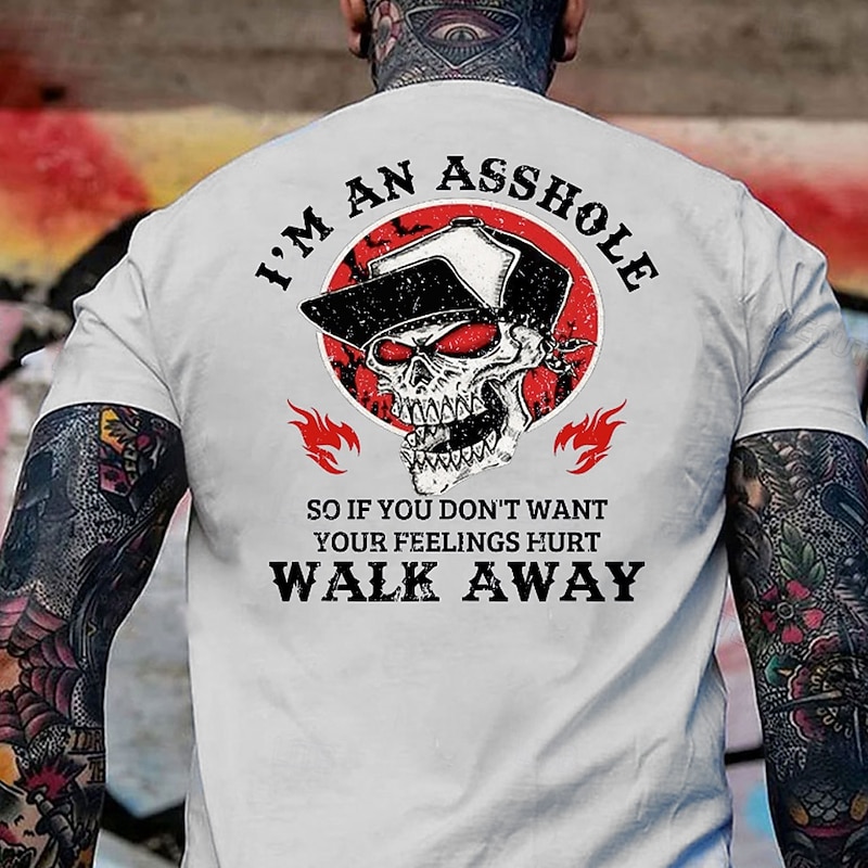 Men's Skull Funny T Shirt 100% Cotton Short Sleeve Graphic Shirt Black White Comfortable Tee Vacation Street Fashion Designer Clothing4